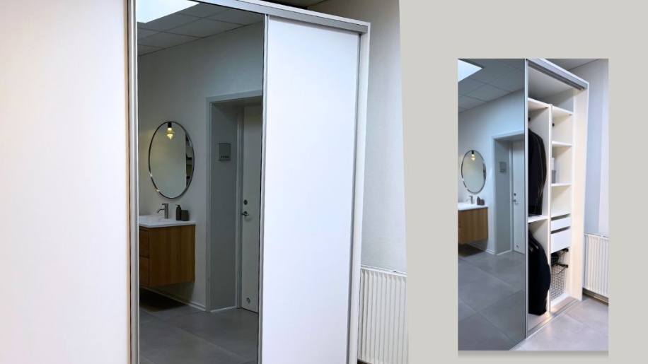 Elegant skydedørsgarderobe fra Svane Køkkenet