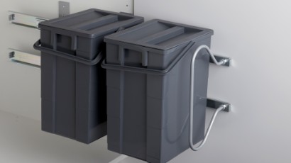 Affaldsspandesystem til højre / venstre med udtræk 2 x 10 liters spande m. låg
